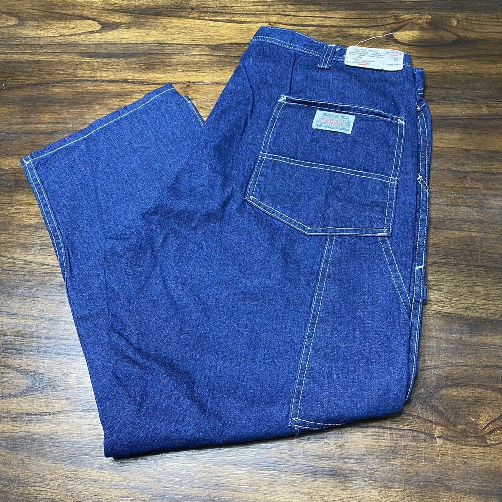 VINTAGE CARTERS JEANS CARPENTER WORK BLUE PANTS  NOS WATCH THE WEAR NEW WITH TAG